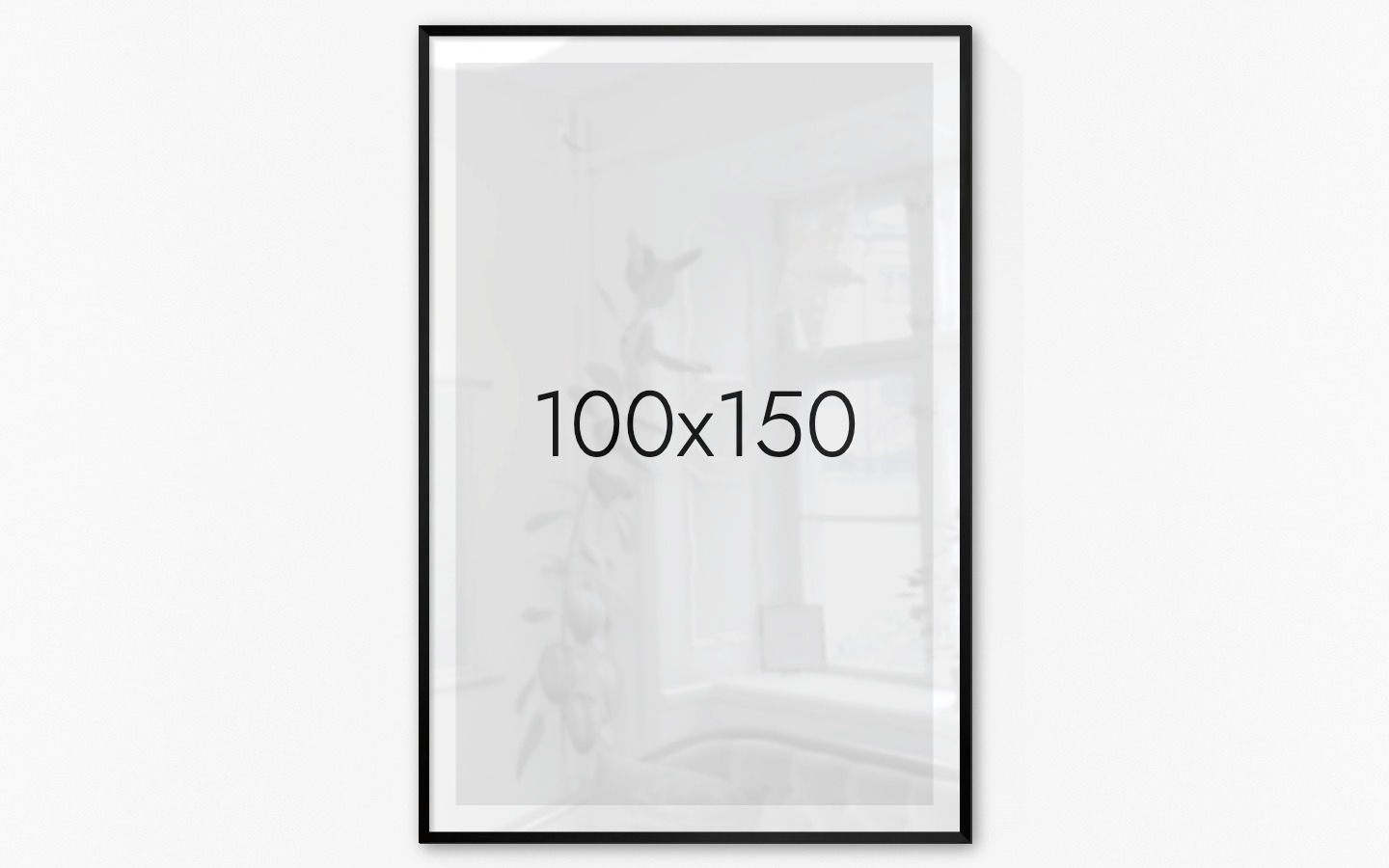 Tavelvägg med ram i svart i storlek 100x150