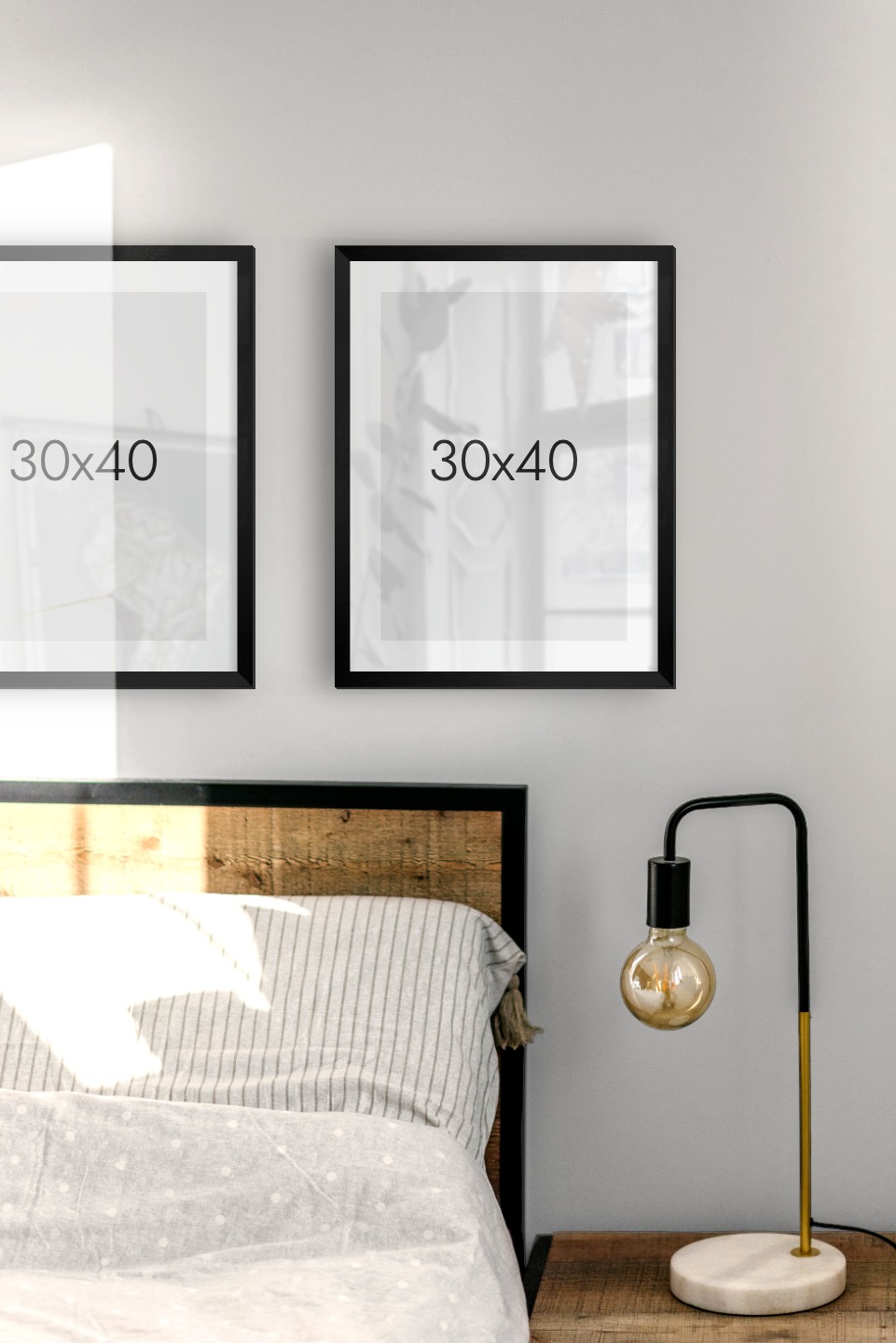 Tavelvägg med ramar i svart i storlekar 30x40