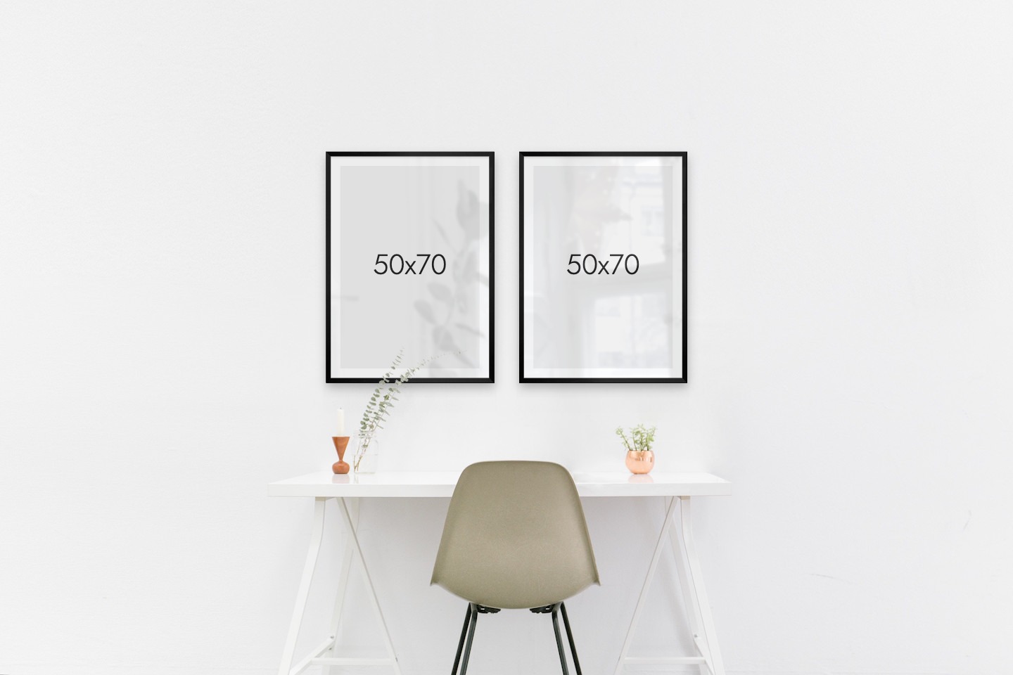 Tavelvägg med ramar i svart i storlekar 50x70