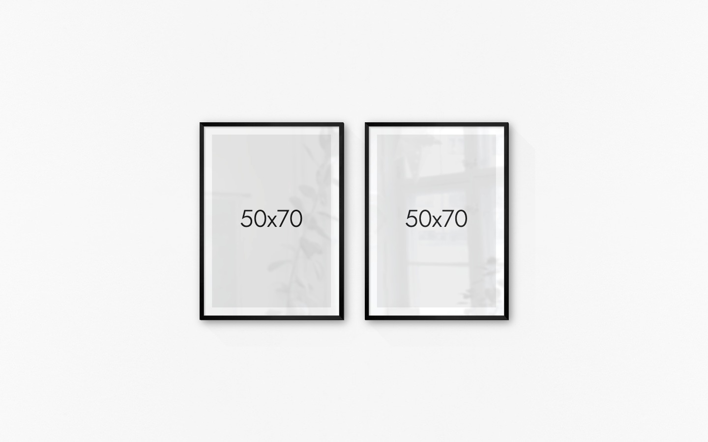 Tavelvägg med ramar i svart i storlekar 50x70