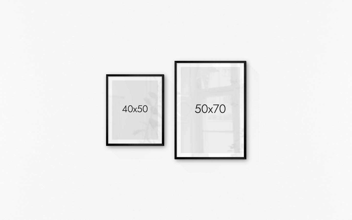 Tavelvägg med ramar i svart i storlekar 40x50 och 50x70