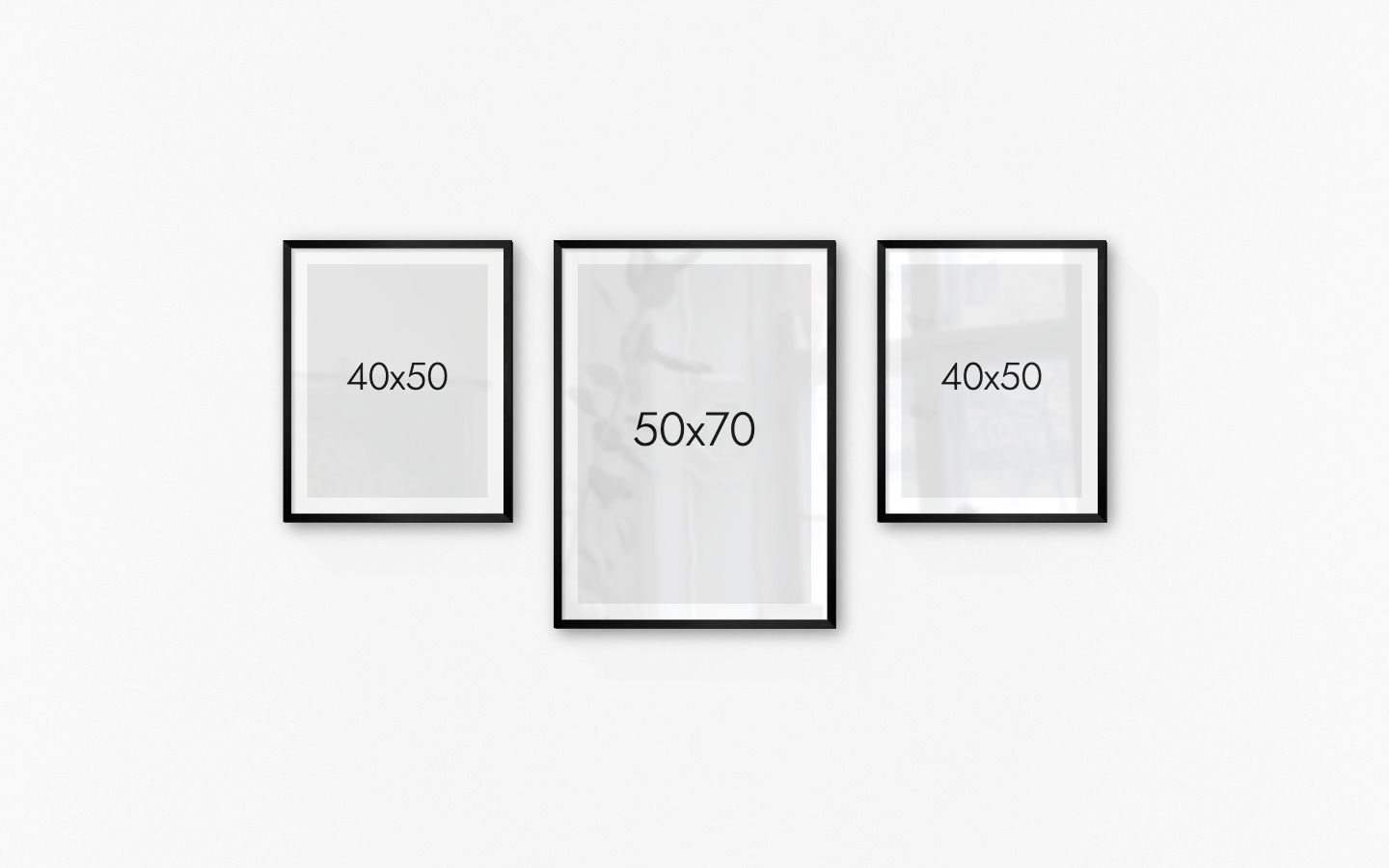 Tavelvägg med ramar i svart i storlekar 40x50 och 50x70